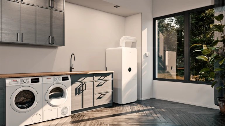 Bosch Condens Gas-Brennwertgerät im Hauswirtschaftsraum